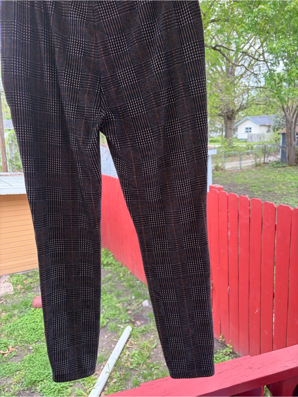 Tommy Hilfiger Black Glen Plaid Pants with Brown Windowpane
